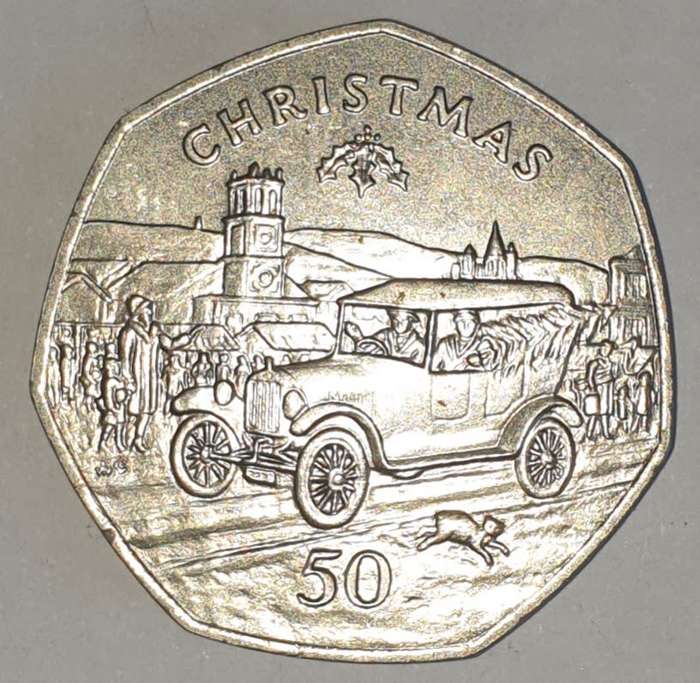 1983 - 50 PENCE - ISLE OF MAN - CHRISTMAS - NON-CIRCULATING COIN - RARE - KM# 107 COPPER-NICKEL